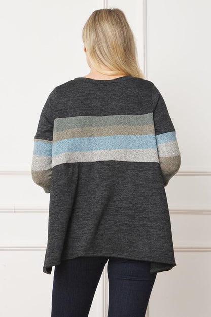 Plus Knit Stripe Panel A Line Tunic