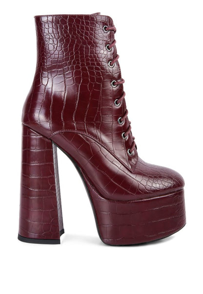 Magdalene Croc High Block Heeled Boot