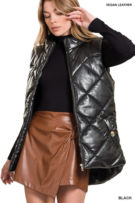 Vegan Leather Puffer Vest