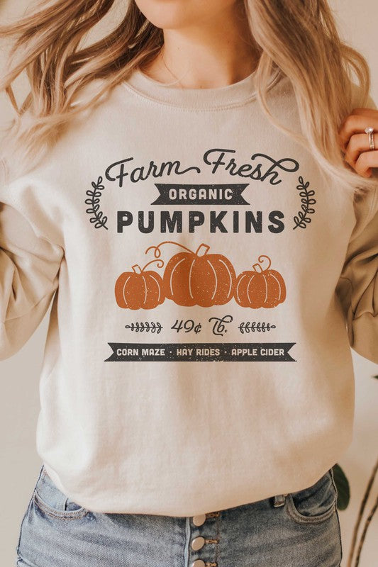 FARM FRESH ORGANIC PUMPKINS GRAPHIC SWEATSHIRT