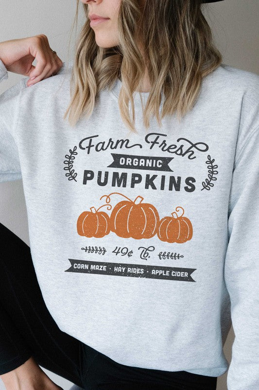 FARM FRESH ORGANIC PUMPKINS GRAPHIC SWEATSHIRT