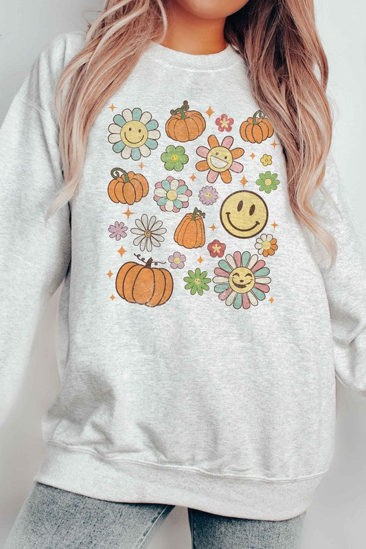 DAISIES AND PUMPKINS GRAPHIC SWEATSHIRT