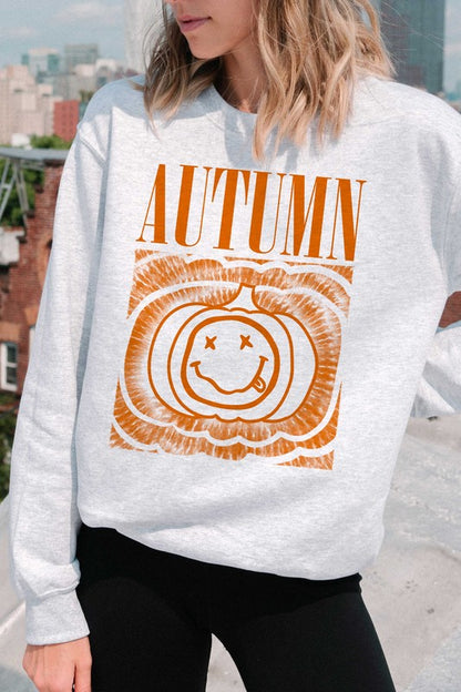 AUTUMN HAPPY FACE GRAPHIC SWEATSHIRT