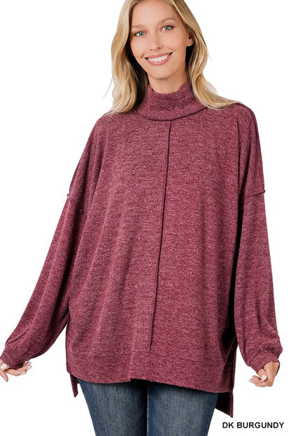 Brushed Melange Hacci Mock Neck Sweater