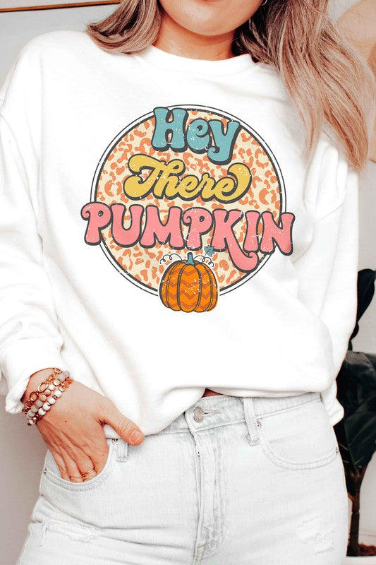 LEOPARD HEY THERE PUMPKIN GRAPHIC SWEATSHIRT