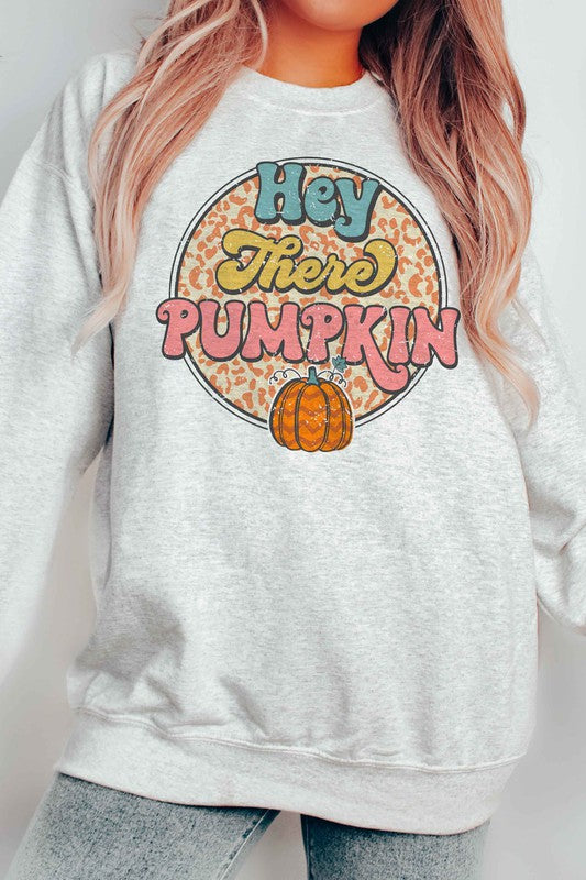 LEOPARD HEY THERE PUMPKIN GRAPHIC SWEATSHIRT