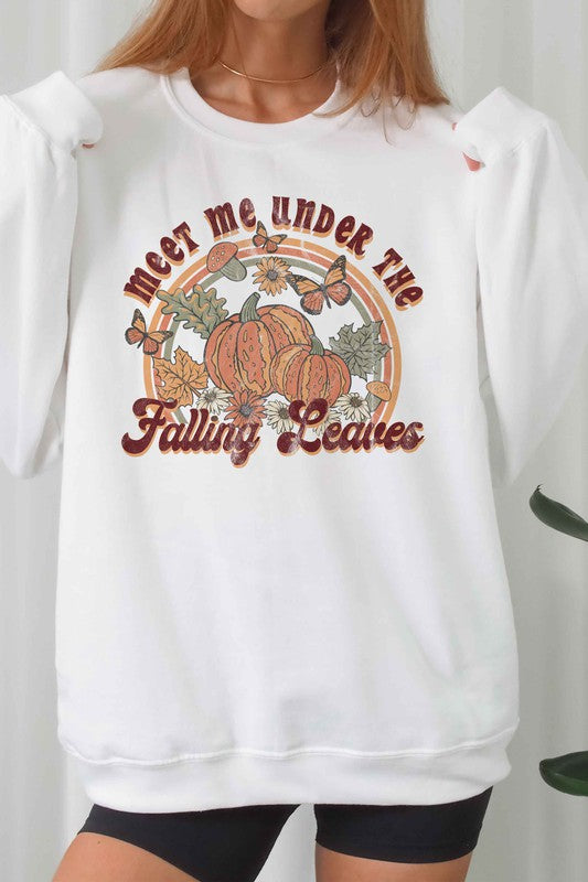 MEET ME UNDE THE FALLING LEAVES GRAPHIC SWEATSHIRT