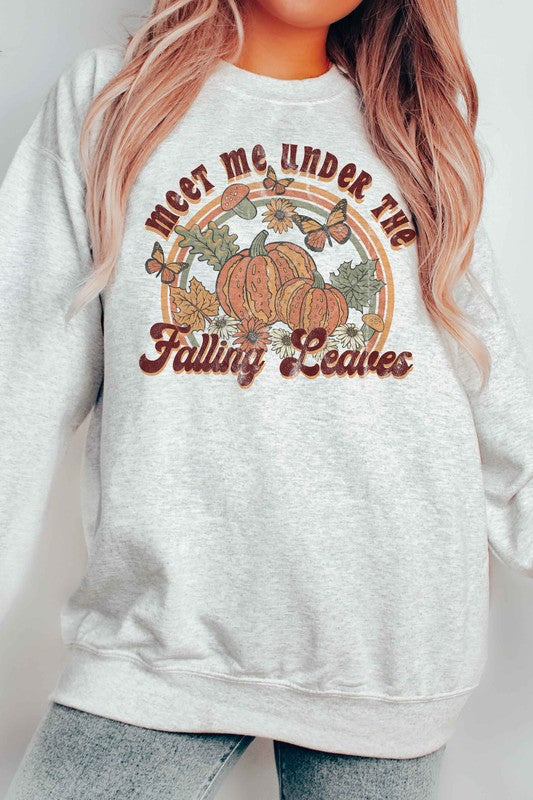 MEET ME UNDE THE FALLING LEAVES GRAPHIC SWEATSHIRT