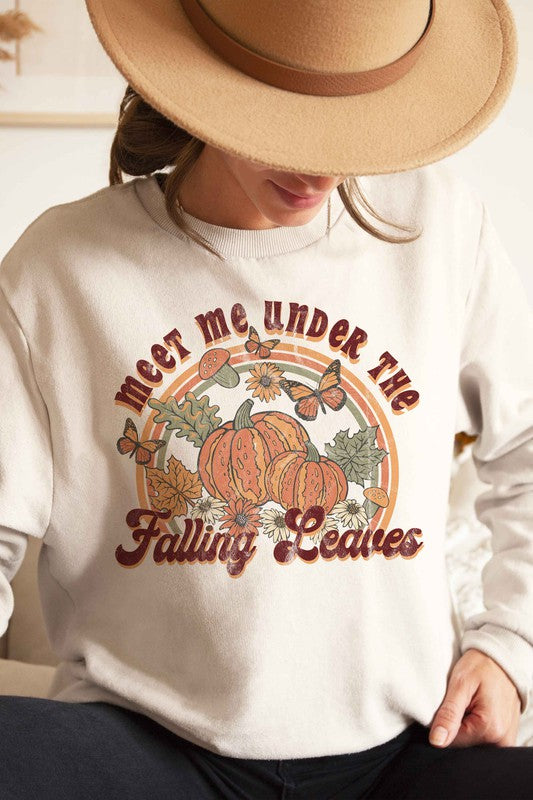 MEET ME UNDE THE FALLING LEAVES GRAPHIC SWEATSHIRT