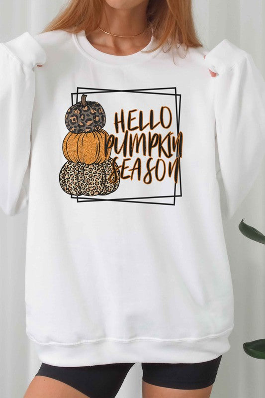 LEOPARD HELLO PUMPKIN SEASON GRAPHIC SWEATSHIRT