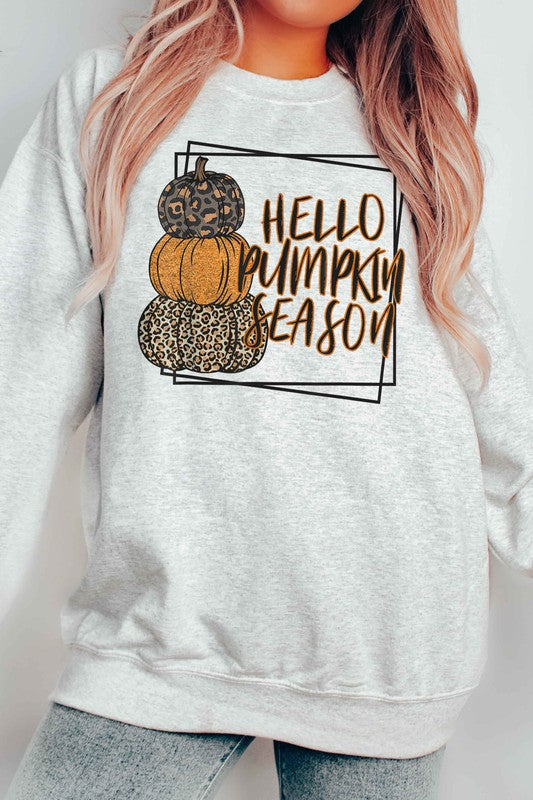 LEOPARD HELLO PUMPKIN SEASON GRAPHIC SWEATSHIRT