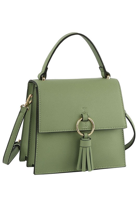 Fashion Ring Tassel Flap Crossbody Satchel