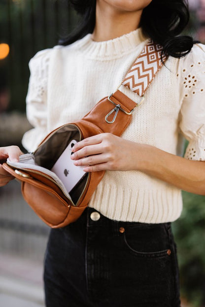 SUTTON SLING CROSSBODY WITH WOVEN STRAP