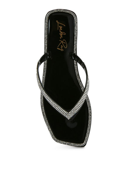 Golightly Diamante Stud Detail Thong Flats