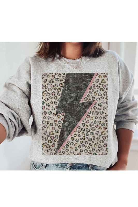 LEOPARD LIGHTNING GRAPHIC PLUS SIZE SWEATSHIRT