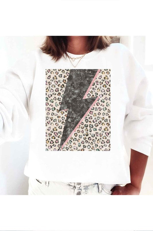 LEOPARD LIGHTNING GRAPHIC PLUS SIZE SWEATSHIRT