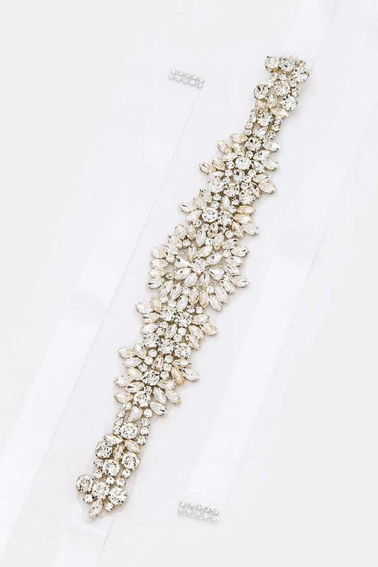 Crystal Flower Statement Sash Tie Belt