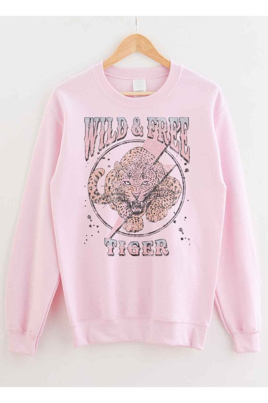 WILD AND FREE TIGER GRAPHIC OVERSIZED SWEATSHIRT