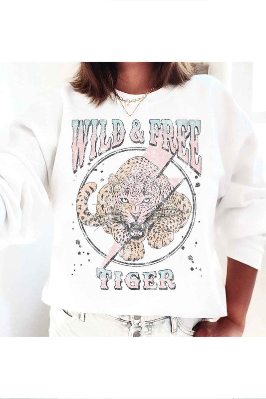 WILD AND FREE TIGER GRAPHIC OVERSIZED SWEATSHIRT