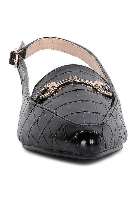 Trempe Croc Slingback Flat Sandals