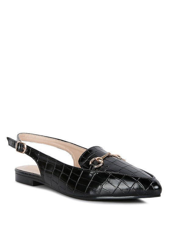 Trempe Croc Slingback Flat Sandals