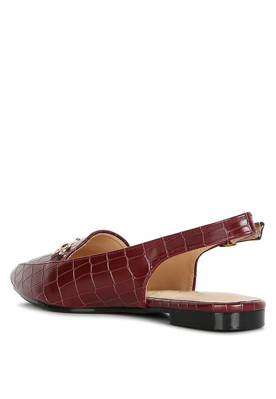 Trempe Croc Slingback Flat Sandals