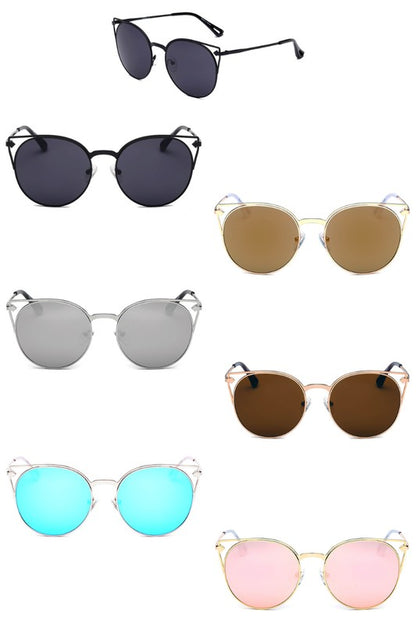 Women Round Cat Eye Fashion Sunglasses