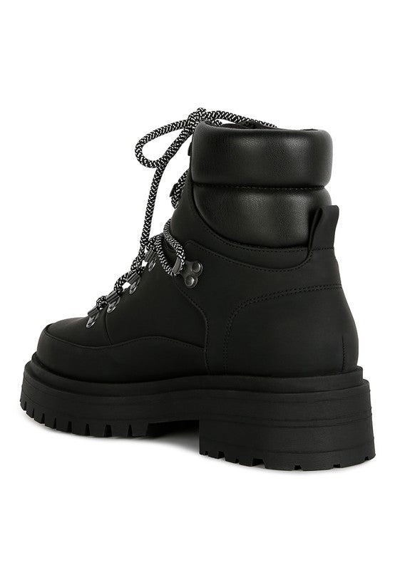 Goliath Lace Up Chunky Biker Boots