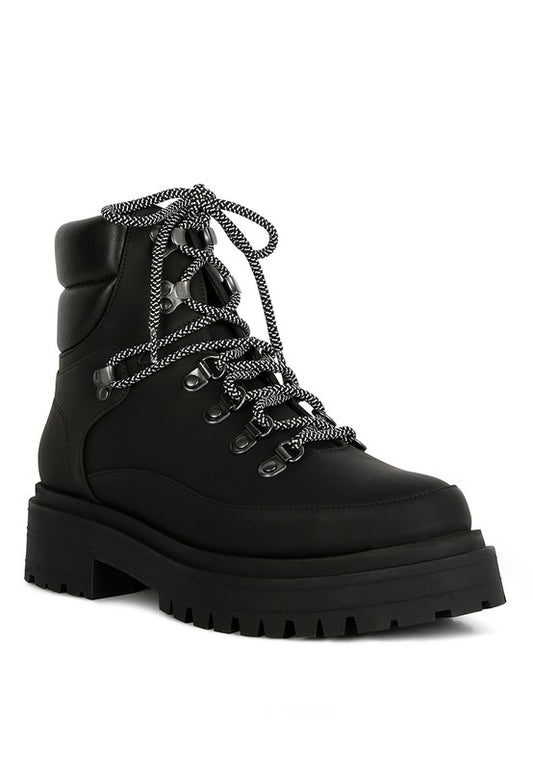 Goliath Lace Up Chunky Biker Boots