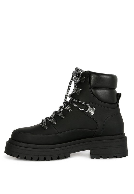 Goliath Lace Up Chunky Biker Boots