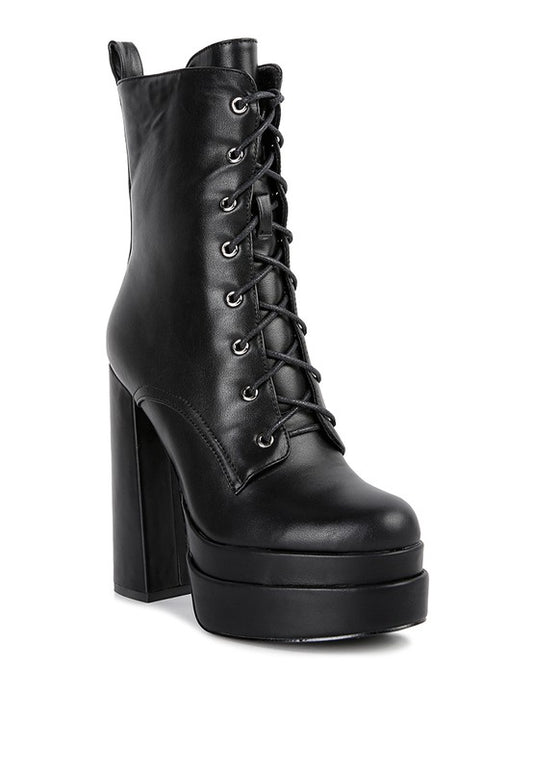 Meows Faux Leather High Heeled Ankle Boots