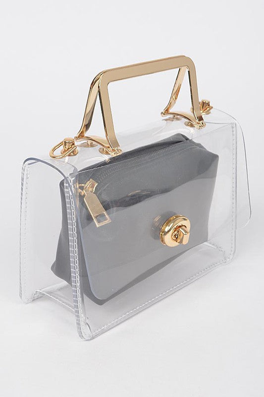 2 In 1 Convertible Clear Clutch Bag