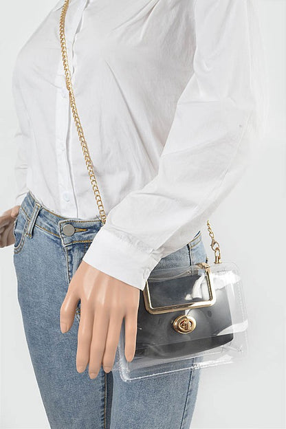 2 In 1 Convertible Clear Clutch Bag