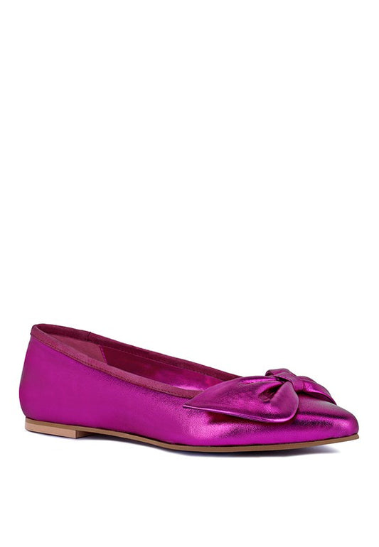 PIE-TRIBE Metallic Big Bow Ballerinas