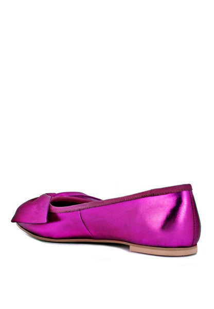 PIE-TRIBE Metallic Big Bow Ballerinas