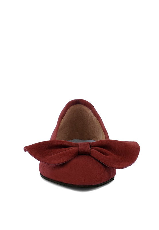 CHUCKLE Big Bow Suede Ballerina Flats