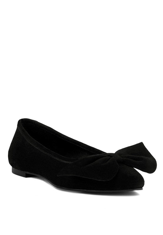 CHUCKLE Big Bow Suede Ballerina Flats