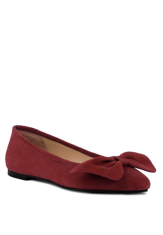 CHUCKLE Big Bow Suede Ballerina Flats