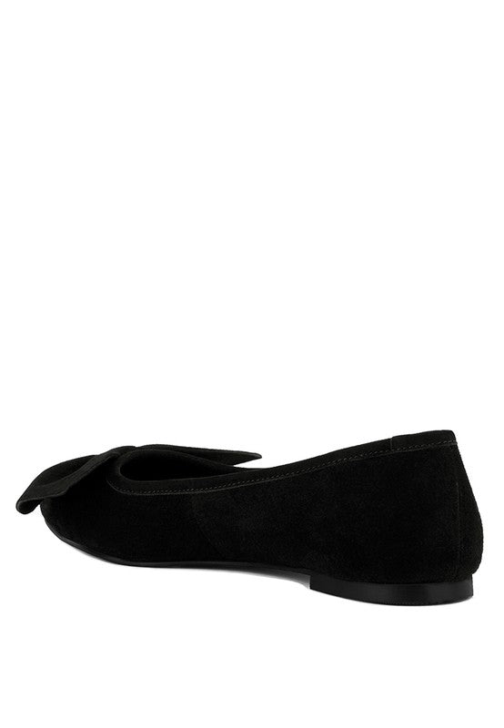 CHUCKLE Big Bow Suede Ballerina Flats