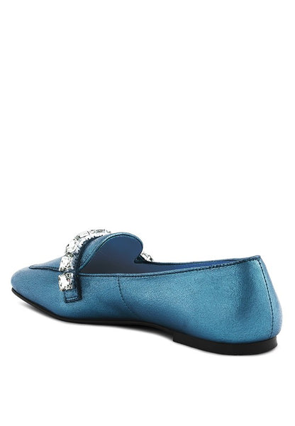 CHURROS Metallic Diamante Leather Loafers