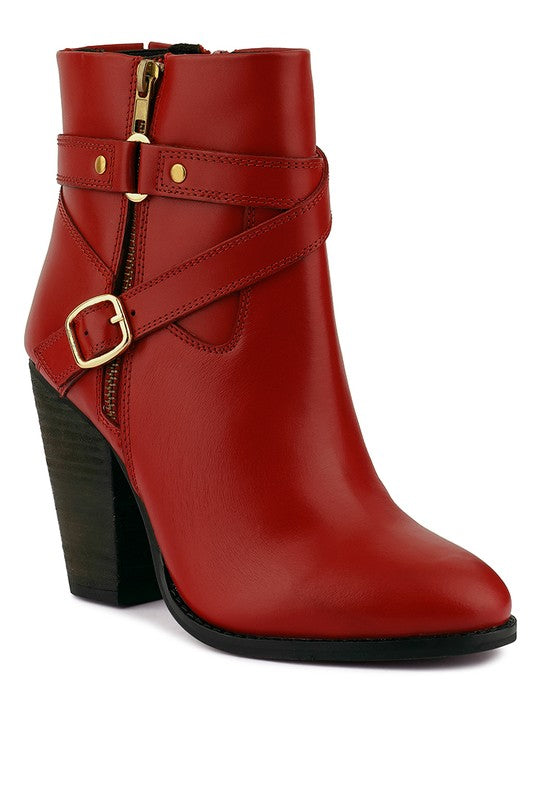 CAT-TRACK Leather Heeled Ankle Boots