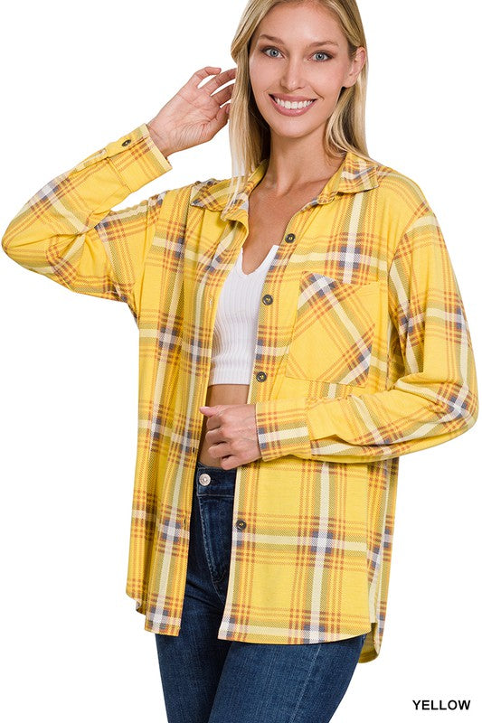 Plaid Shacket With Front Pocket