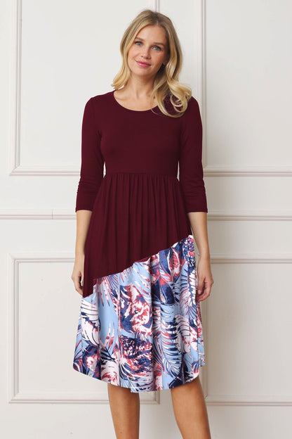 Plus Asymmetrical Accent Midi Dress