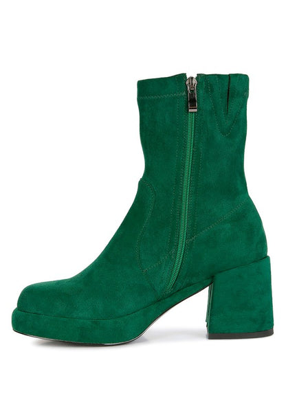 TWO CUBES Stretch Suede Ankle Boots