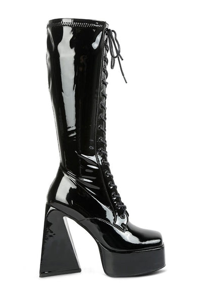 Snowflakes Patent Pu High Platform Calf Boots