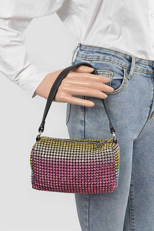 Convertible Rhinestone Small Clutch Bag