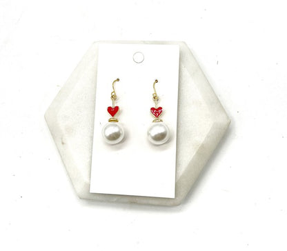 Pearl of Heart Valentines Day Earrings