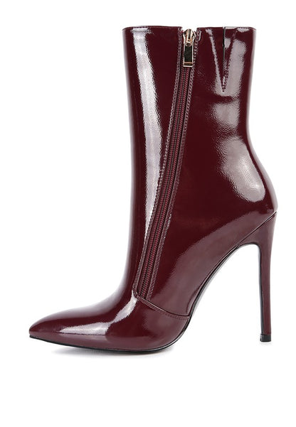 Mania Patent Pu High Heeled Ankle Boot