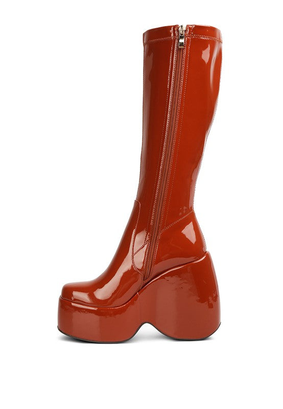 Dirty Dance Patent High Platfrom Calf Boots