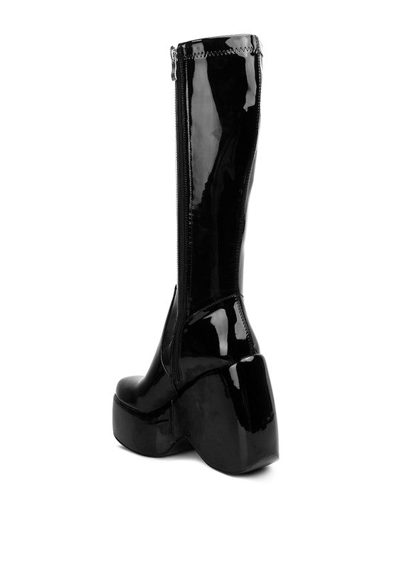 Dirty Dance Patent High Platfrom Calf Boots